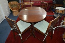 Oak Barley Twist Gate Leg Dining Table with Four O