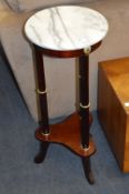 Rosewood Effect Plant Stand with Marble Top