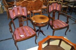 Pair of Edwardian Style Upholstered Armchair on Ca