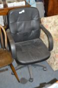 Black Vinyl Swivel Office Armchair