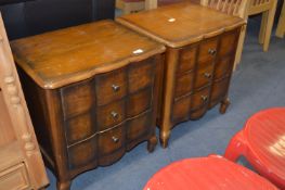 Pair of Walnut Three Drawer Bedside Cabinets