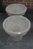 Pair of Reconstituted Limestone Garden Urns