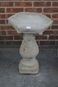 Reconstituted Limestone Birdbath on Plinth