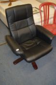 Black Vinyl Swivel Reclining Office Armchair