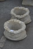 Pair of Reconstituted Limestone Planters in ht e F