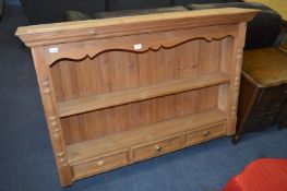 Pine Wall Mounted Shelf Unit with Three Drawers