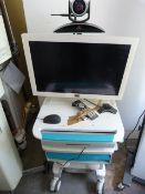 *Polycom HDX 8000 Video Conferencing System With Camera, Speakers And Remote Control on Ergotron Wor