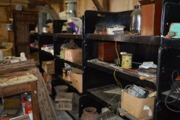 4 Bays of Shelving Containing Hard Ware Etc