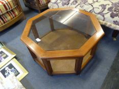 Mahogany Hexagonal Glass Topped Coffee Table