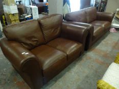 Brown Leather 3 Seater + 2 Seater Sofa