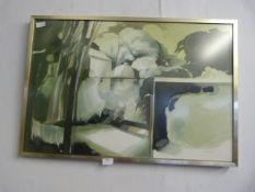 Painting on Canvas Abstract Country Scene by David Wood