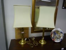 Pair of Brass Corinthian Column Table Lamps