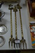 Three Brass Toasting Forks