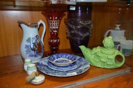 Tall Coloured Glass Vases, Victorian Jug, Novelty