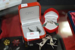 Three Silver Metal Droplet Earring Sets