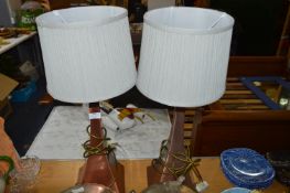 Pair of Copper Effect Table Lamps with Shades