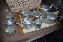 Two Piquot Ware Tea Sets with Tray