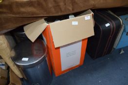 Two Pedal Waste Bins, Suitcase and Wrought Metal L