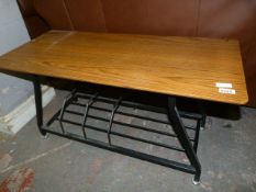 Oak Effect Top Coffee Table with Metal Base Magazine Rack