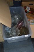 Box of Glassware including Decanters, Jugs, Pyrex