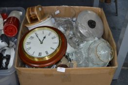 Large Box Containing Assorted Glassware, Vases, Pl