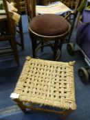 Bentwood Stool and Rope Seated Stool