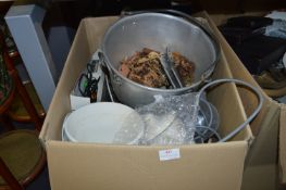 Large Box of Kitchen Ware, Aluminium Pans, Stainle
