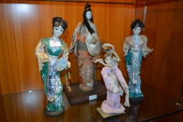 Four Japanese Geisha Girl Dolls