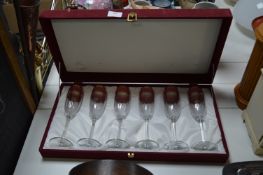 Cased Set of Six Italian Glass Champagne Flutes