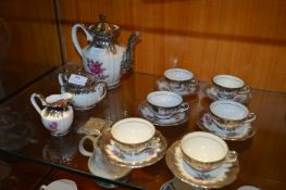 Bavaria Silvered & Floral Patterned Tea Ware 15 Pi
