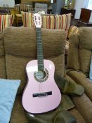 Herald Pink Spanish Guitar with Case