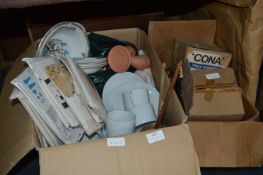 Box of Limoges Part Tea Set, Dinner Ware, Cutlery,