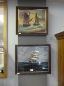 Oil Painting and Framed Print Depicting Sailing Ships