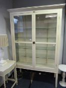 Large White Painted Display Cabinet with Glass Shelves