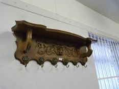Carved Oak Wall Mounted Hat and Coat Stand