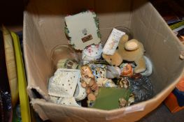 Box of Pottery Vases, Planters, Ornaments, Glasswa