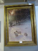 Gilt Framed Print - Sheep in Winter