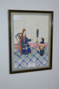 Framed Chinese Painting on Silk Manchu Tartar Gene