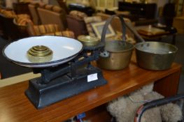 Pair of Cast Iron Scales with Brass Weights and Br