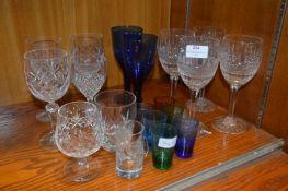 Selection of Lead Cut and Coloured Glass Drinking
