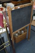 Pine Framed Chalkboard and Two Long Copper Horns