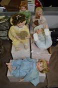 Five Ashton Drake Porcelain Dolls