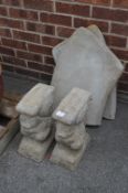 Reconstituted Limestone Garden Bench with Squirrel