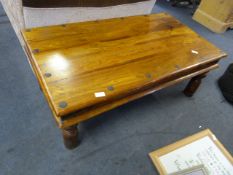 Indian Teak Wood Metal Bound Coffee Table