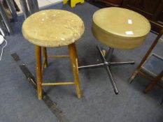 Vinyl; Topped Chrome Base Stool and Pine Stool