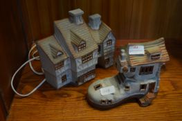 Two Shelf Pottery Table Lamps - Cottage and Boot