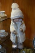 Large Pottery Figurine - Young Girl in Winter Coat