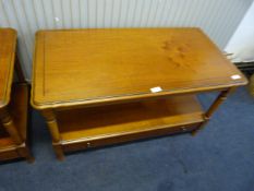 Walnut Effect Side Table with Under Drawer