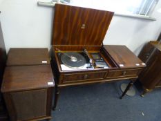 Mahogany Cased Hifi Cabinet with Speakers