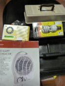 Suitcase Containing a Fan Heater, Shoe Shine Box,